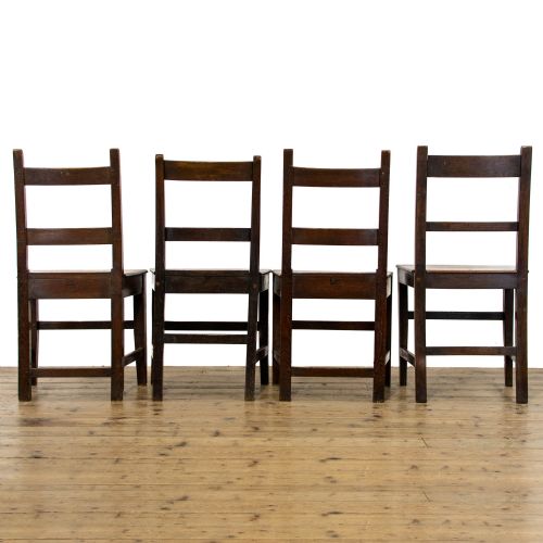 fig 2. Harlequin Set of Four Antique Oak Farmhouse Chairs