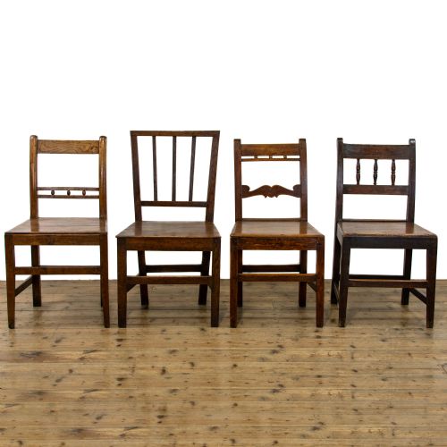 Harlequin Set of Four Antique Welsh Oak Farmhouse Chairs