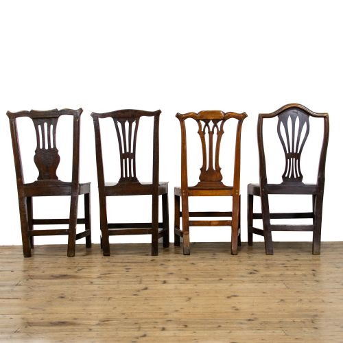 fig 2. Harlequin Set of Four Antique Oak Farmhouse Chairs