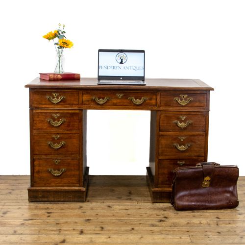 fig 1. Antique Oak Pedestal Desk