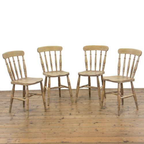 Set of Four Antique Pine Farmhouse Kitchen Chairs