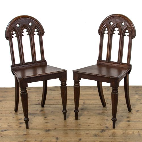 Pair of Antique Oak Hall Chairs