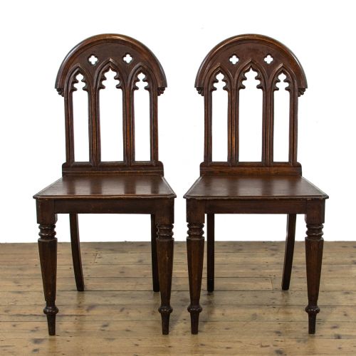 fig 2. Pair of Antique Oak Hall Chairs