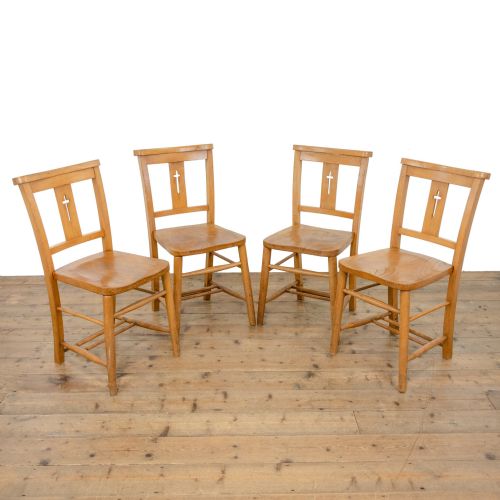 Set of Four Antique Chapel Chairs