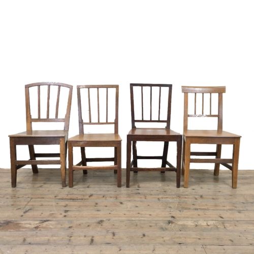 Four Similar 19th Century Stick Back Farmhouse Chairs