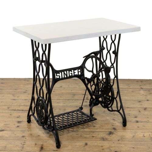 Antique Singer Sewing Machine Table with Marble Top