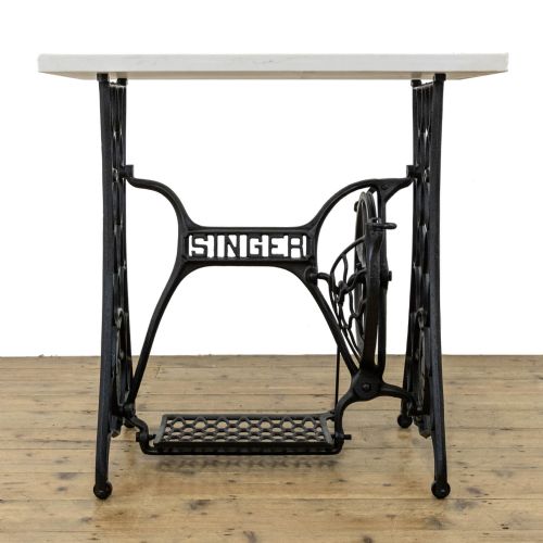 fig 1. Antique Singer Sewing Machine Table with Marble Top