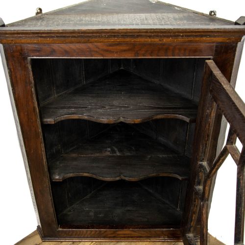fig 2. Antique Oak and Glazed Hanging Corner Cabinet