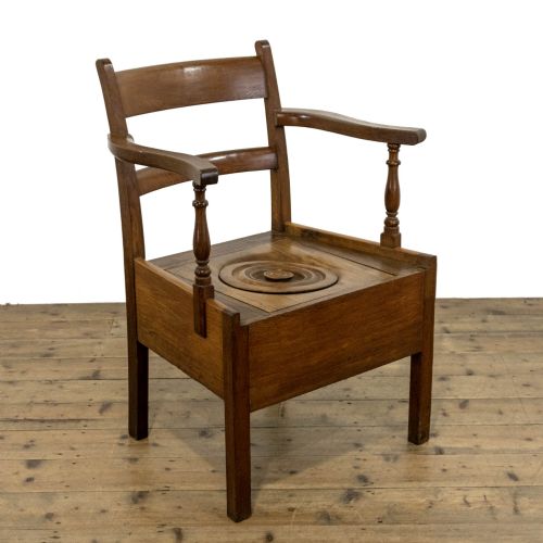 Antique Welsh Oak Bar Back Commode Armchair
