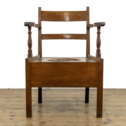 fig 1. Antique Welsh Oak Bar Back Commode Armchair