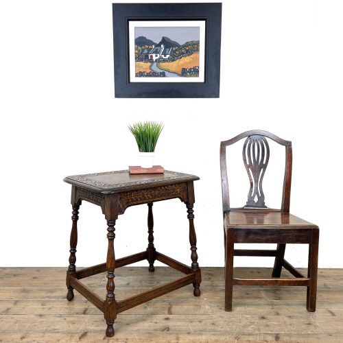 Antique Oak Carved Side Table