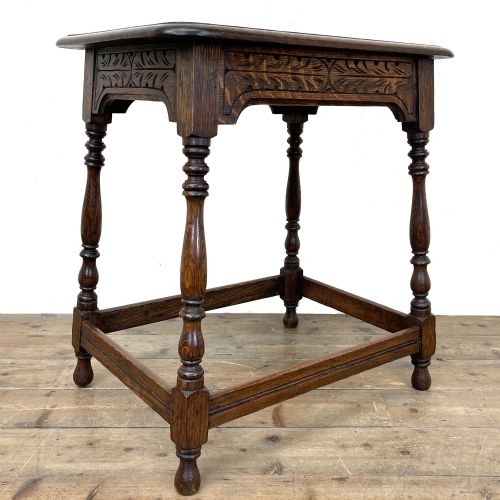 fig 1. Antique Oak Carved Side Table