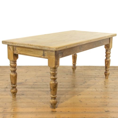 Large Antique Pine Farmhouse Kitchen Table
