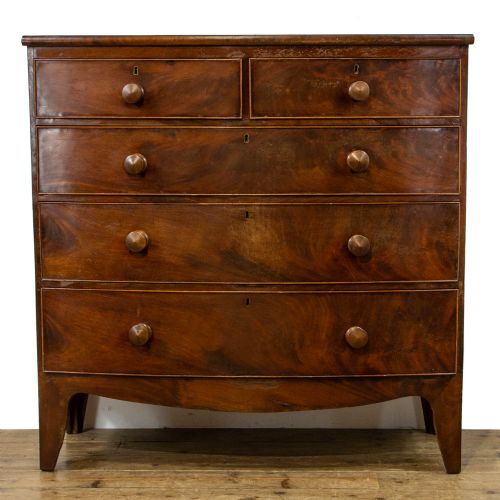 fig 1. Antique Bow Fronted Mahogany Chest of Drawers