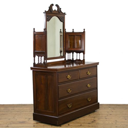 fig 2. Antique Walnut Mirror Back Dressing Table Chest