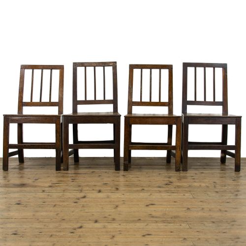 Set of Four 19th Century Antique Welsh Oak Farmhouse Chairs
