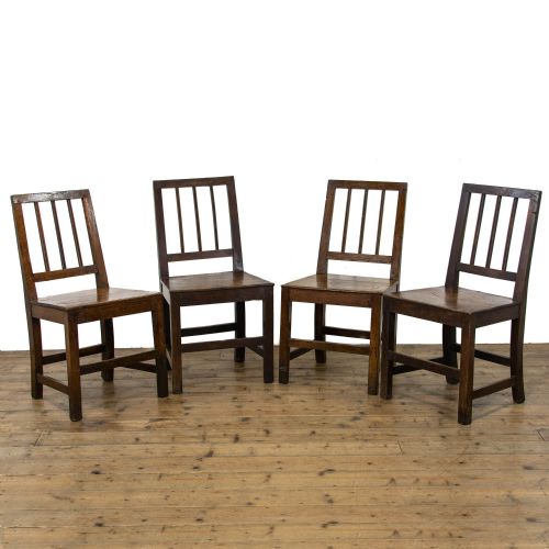 fig 1. Set of Four 19th Century Antique Welsh Oak Farmhouse Chairs