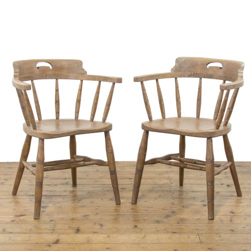 Pair of Antique Pine Captain’s Chairs