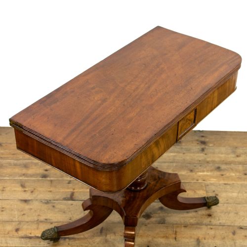 19TH CENTURY ANTIQUE MAHOGANY FOLDOVER TEA TABLE - ADDITIONAL PHOTO 3
