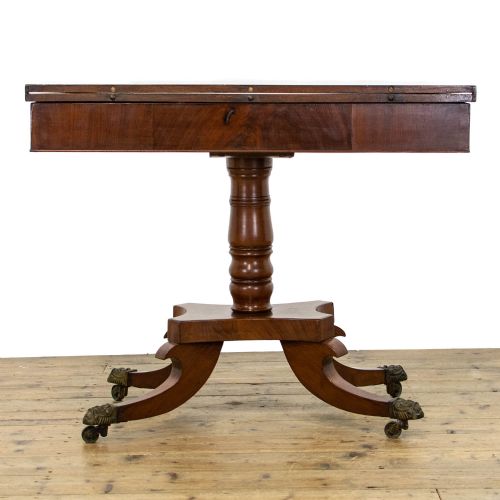 19TH CENTURY ANTIQUE MAHOGANY FOLDOVER TEA TABLE - ADDITIONAL PHOTO 4