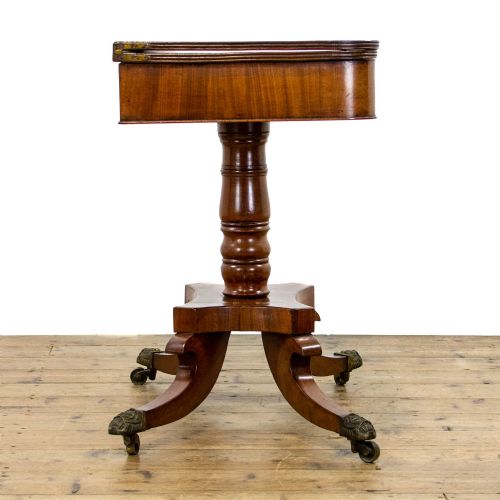19TH CENTURY ANTIQUE MAHOGANY FOLDOVER TEA TABLE - ADDITIONAL PHOTO 5