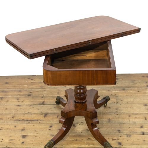 19TH CENTURY ANTIQUE MAHOGANY FOLDOVER TEA TABLE - ADDITIONAL PHOTO 7