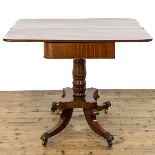 19TH CENTURY ANTIQUE MAHOGANY FOLDOVER TEA TABLE - ADDITIONAL PHOTO 9