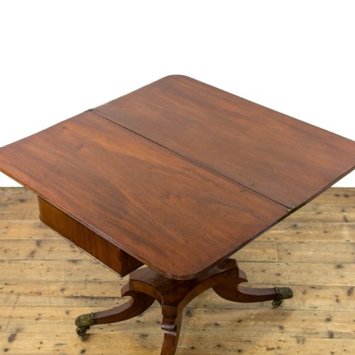 19TH CENTURY ANTIQUE MAHOGANY FOLDOVER TEA TABLE - ADDITIONAL PHOTO 10