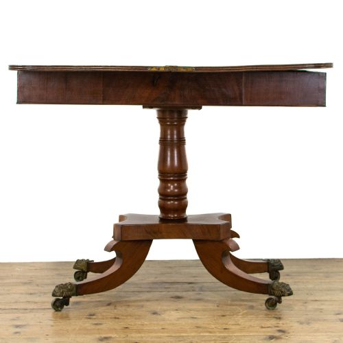 19TH CENTURY ANTIQUE MAHOGANY FOLDOVER TEA TABLE - ADDITIONAL PHOTO 11