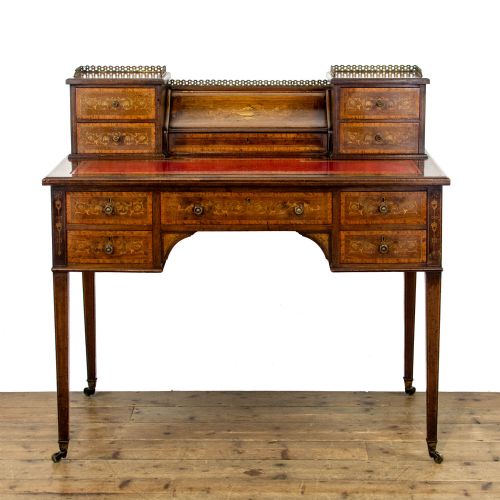 Antique Mahogany & Marquetry Writing Desk by ‘Jas Shoolbred & Co’’