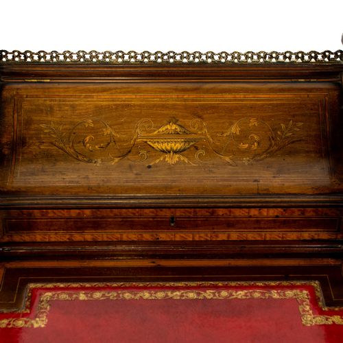 fig 2. Antique Mahogany & Marquetry Writing Desk by ‘Jas Shoolbred & Co’’