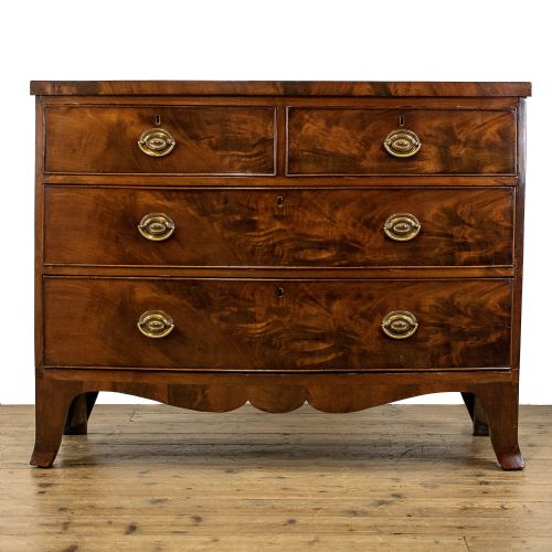 Georgian Antique Bow Fronted Mahogany Chest of Drawers