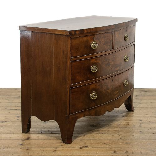 fig 1. Georgian Antique Bow Fronted Mahogany Chest of Drawers