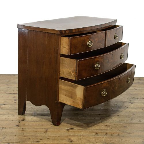 fig 2. Georgian Antique Bow Fronted Mahogany Chest of Drawers