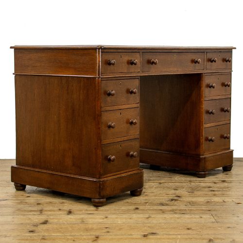 Victorian Antique Oak Pedestal Desk