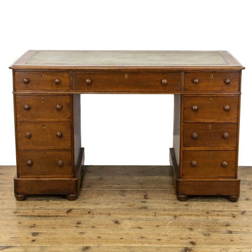 fig 1. Victorian Antique Oak Pedestal Desk