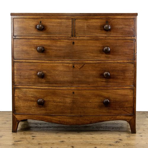 Victorian Antique Mahogany Bow Fronted Chest of Drawers