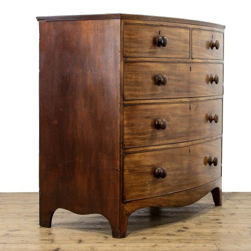 fig 1. Victorian Antique Mahogany Bow Fronted Chest of Drawers