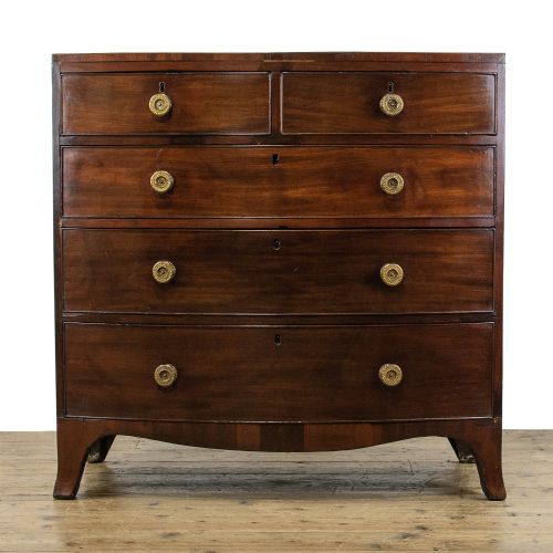 Regency Antique Bow Fronted Mahogany Chest of Drawers