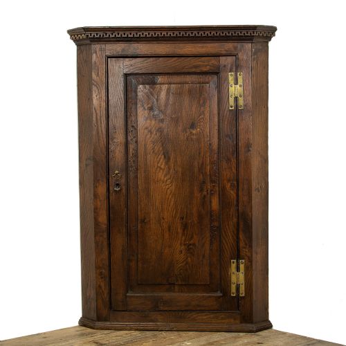 fig 1. 18th Century Antique Oak Hanging Corner Cupboard