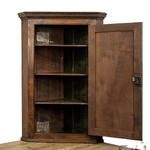 fig 2. 18th Century Antique Oak Hanging Corner Cupboard