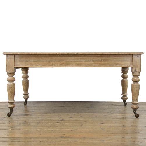 fig 1. Large Antique Pine Kitchen Table on Castors