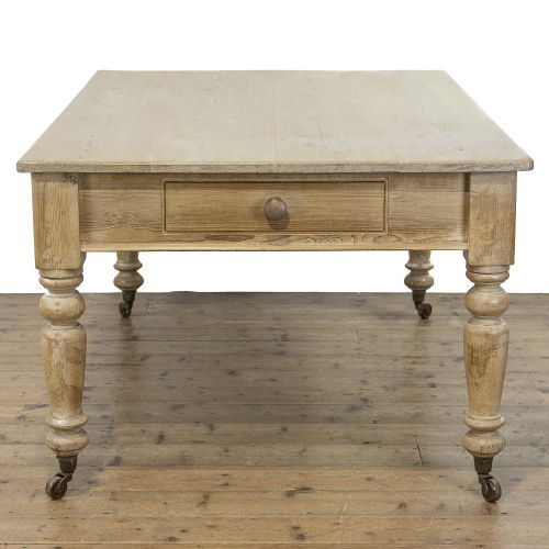 fig 2. Large Antique Pine Kitchen Table on Castors
