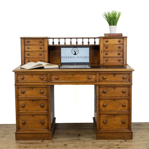fig 2. Victorian Antique Oak Pedestal Desk