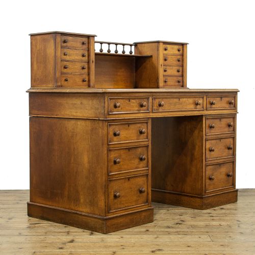 fig 1. Victorian Antique Oak Pedestal Desk