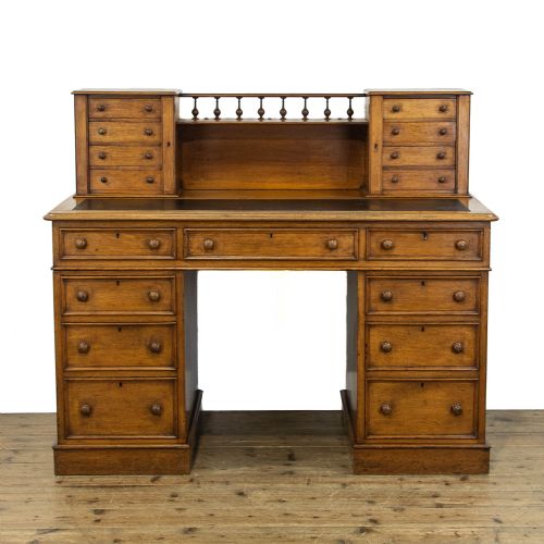 Victorian Antique Oak Pedestal Desk