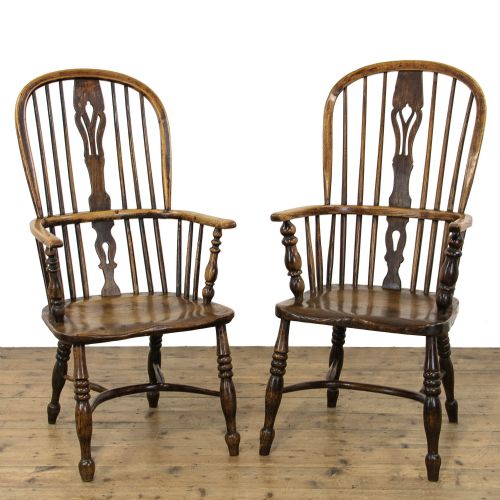 Pair of Georgian Antique Windsor Armchairs