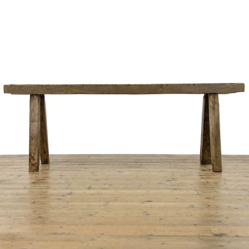 fig 1. Rustic Antique Oak Pig Bench