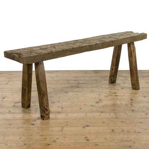 Rustic Antique Oak Pig Bench