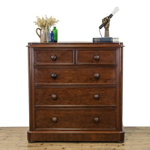 fig 1. Victorian Antique ‘Plum Pudding’ Mahogany Chest of Drawers